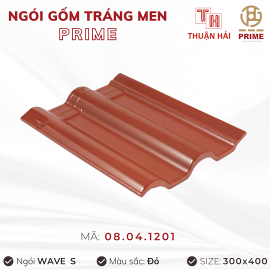 Ngói Tráng Men Prime Wave S Hai Sóng Đỏ 08.04.1201