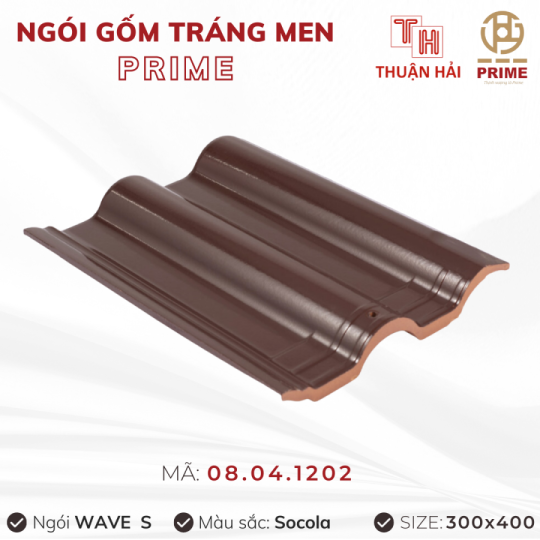 Ngói Tráng Men Prime Wave S Hai Sóng Socola 08.04.1202