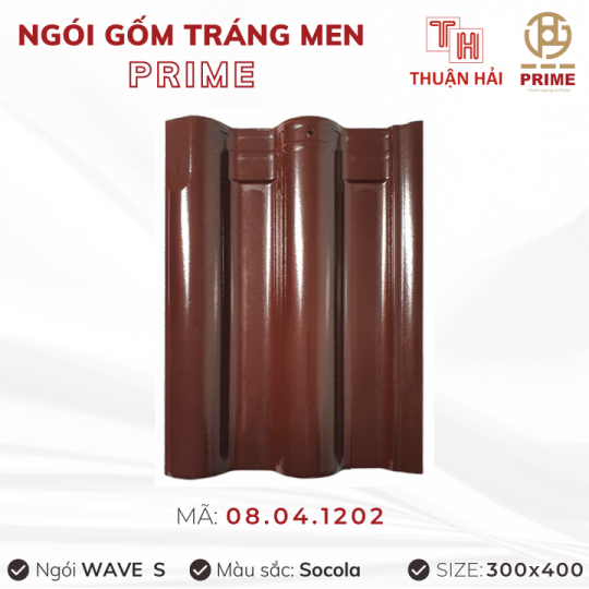 Ngói Tráng Men Prime Wave S Hai Sóng Socola 08.04.1202