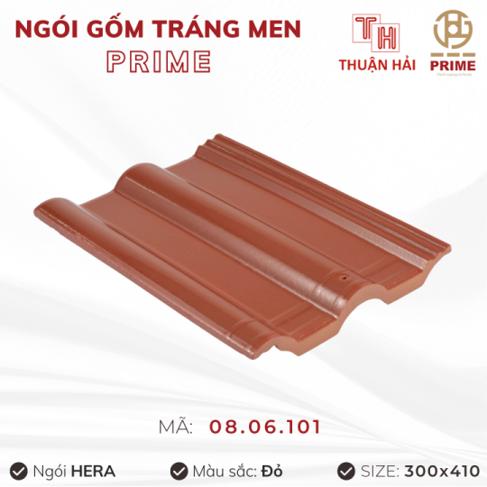 Ngói Tráng Men Prime Hera Hai Sóng Đỏ 08.06.101