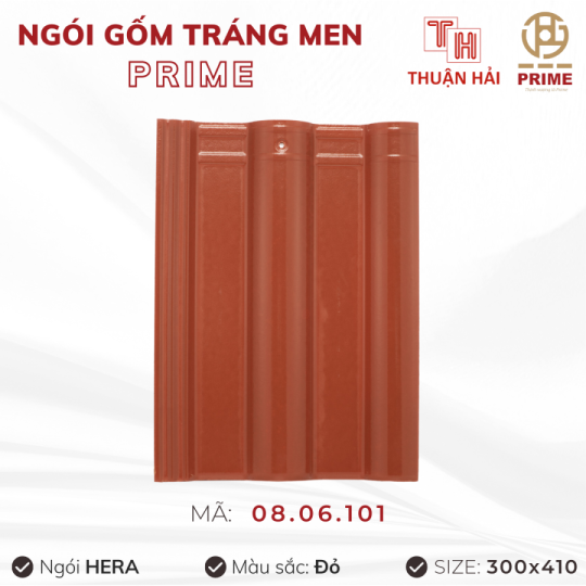 Ngói Tráng Men Prime Hera Hai Sóng Đỏ 08.06.101