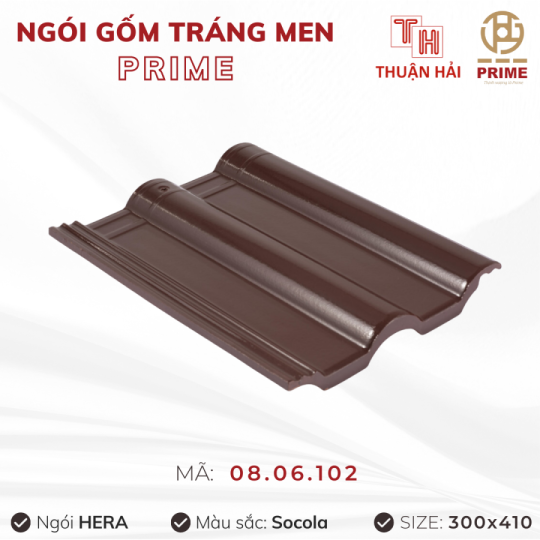 Ngói Tráng Men Prime Hera Hai Sóng Socola 08.06.102