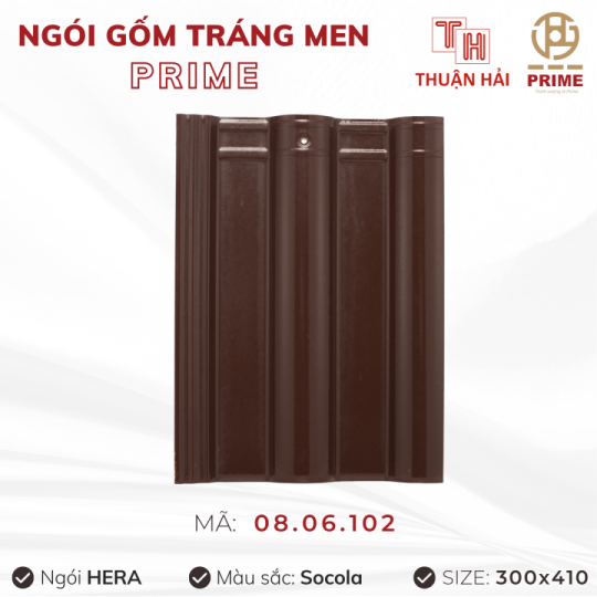 Ngói Tráng Men Prime Hera Hai Sóng Socola 08.06.102