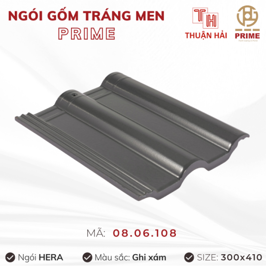 Ngói Tráng Men Prime Wave S Hai Sóng Ghi Xám 08.04.1208