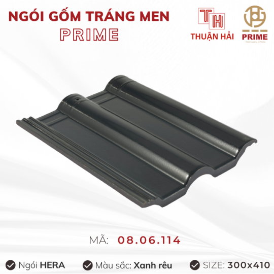 Ngói Tráng Men Prime Hera Hai Sóng Xanh Rêu 08.06.114