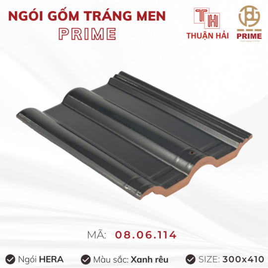 Ngói Tráng Men Prime Hera Hai Sóng Xanh Rêu 08.06.114