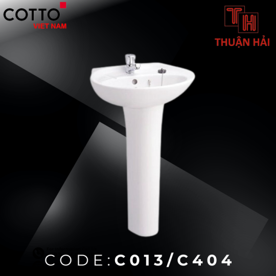 LAVABO COTTO C013/C404 TREO TƯỜNG CHÂN DÀI KENSINGTON 20