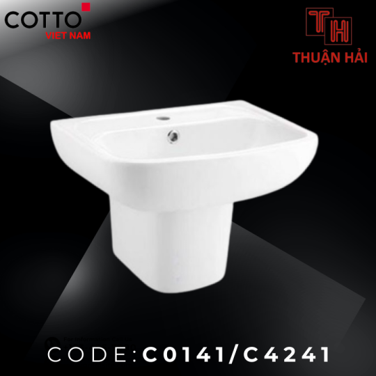 LAVABO COTTO C0141/C4241 TREO TƯỜNG CHÂN NGẮN BRIO