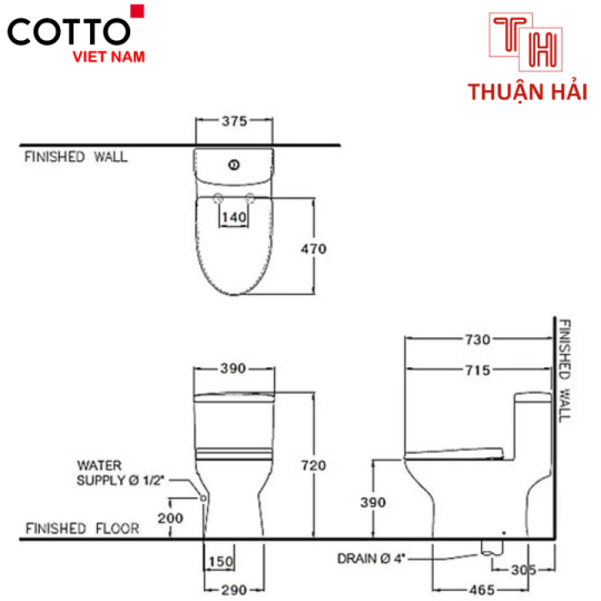 BỒN CẦU COTTO C105337 MỘT KHỐI MOST