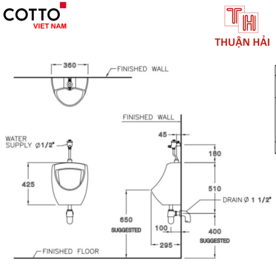 BỒN TIỂU NAM COTTO C3080 BARON