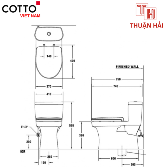 BỒN CẦU COTTO C1015 MỘT KHỐI MACC