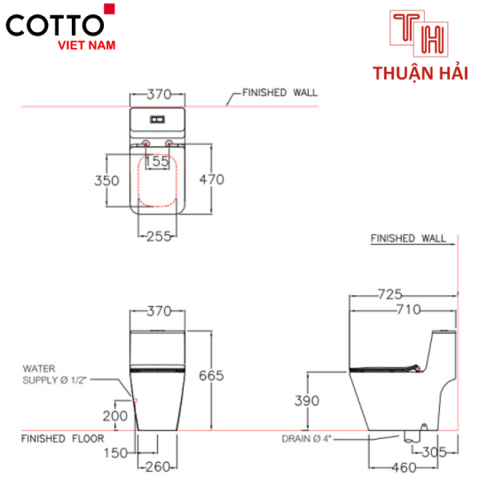 BỒN CẦU COTTO C10327 MỘT KHỐI SIMPLY MODISH 